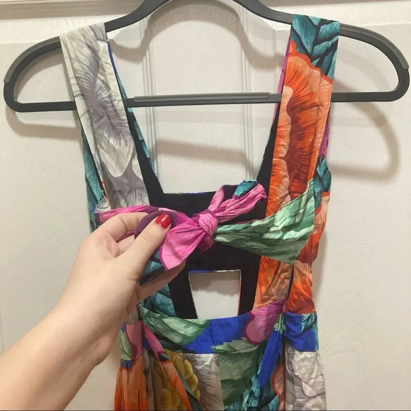 MARA HOFFMAN Cut Out Front Jumpsuit in Flora Stone Size 6 Tropical Floral Print - Picture 8 of 11